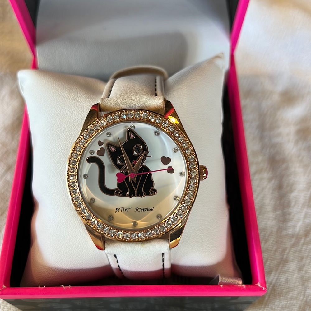 NWT Betsey Johnson black cat watch